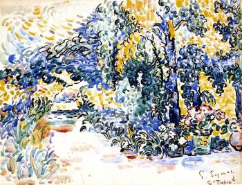 (image for) Handmade oil painting Copy paintings of famous artists Paul Signac paintings, The Garden of the Artis